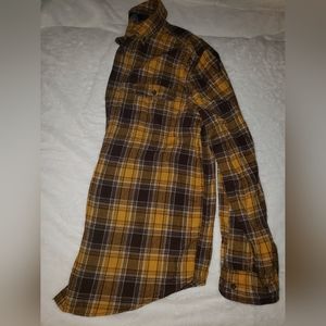 Large Wheat flannel button down shirt men